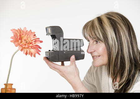 Frau Foto orange Blume Stockfoto