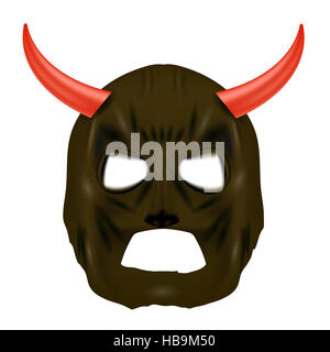 Roten Horn Maske auf weißem Hintergrund Stockfoto