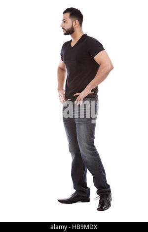 legerer Mann auf weiß Stockfoto