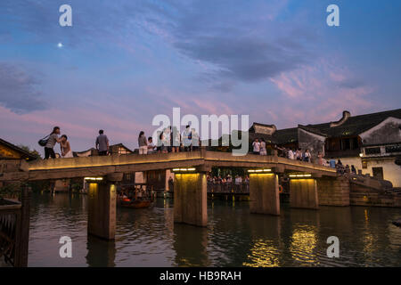 Nacht-Stück von Wuzhen Dorf im Süden von China Stockfoto