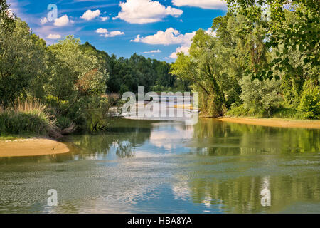 Mündung der Flüsse Drau und Mur in Podravina Stockfoto