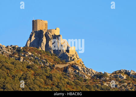 Burg Queribus Im Süden Frankreichs - Cathare Burg Queribus in Südfrankreich Stockfoto
