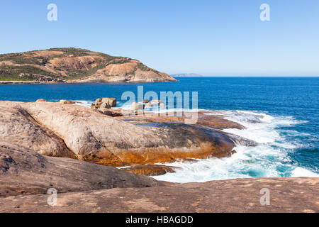 Küstenlandschaft bei Pfeifen Rock, im Cape Le Grand National Park in der Nähe der Stadt Esperance in Western Australia. Stockfoto