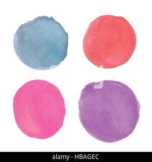 Satz von Runde Aquarell Flecken in verschiedenen Farben Stock Vektor