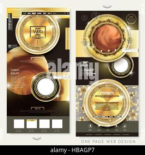 wunderschöne einseitige Website Design-Vorlage mit gold Elemente Stock Vektor