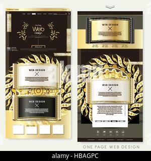 wunderschöne einseitige Website Design-Vorlage mit gold Elemente Stock Vektor