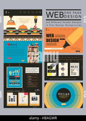 attraktive einseitige Website Design-Vorlage in flachen Stil Stock Vektor