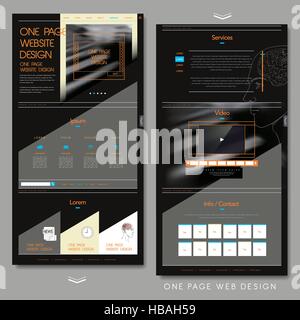 moderne einseitige Vorlage Webdesign mit Skizze des menschlichen Gehirns Stock Vektor