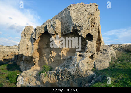 Ausgewaschene Felsen in Kato Paphos archäologische Park, Zypern Stockfoto