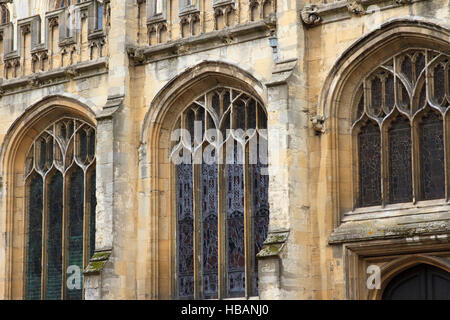Detail der Universität Kirche von St Mary the Virgin in Oxford, England, wie von der High Street zu sehen. Stockfoto