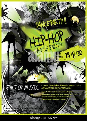 Modern Dance Party Plakat Design-Vorlage mit Vinyl-Platten-Elementen Stock Vektor