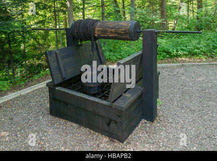 Hand-Zitze Ölquelle, Mitte des 19. Jahrhunderts, Ignacy Łukasiewicz Museum der Öl- und Gasindustrie in Bobrka, Kleinpolen, Polen Stockfoto