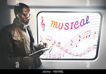 Musik Noten Entertainment Melodie hören-Konzept Stockfoto