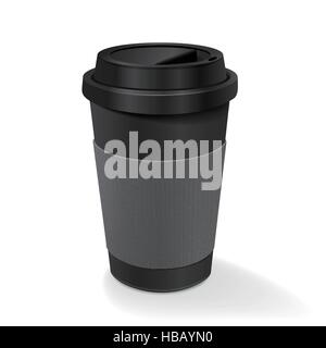 schwarzer Kaffee Pappbecher isoliert auf weißem Hintergrund Stock Vektor