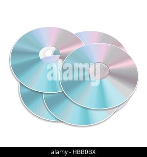 Blu-Ray CD oder DVD, die isoliert auf weißem Hintergrund Stock Vektor