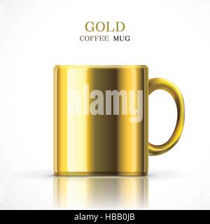 klassische gold Tasse isoliert auf weißem Hintergrund Stock Vektor