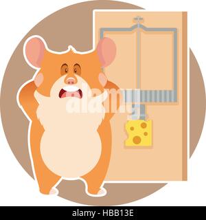 Vektor-Bild von der flachen Hamster und eine Mausefalle Stock Vektor