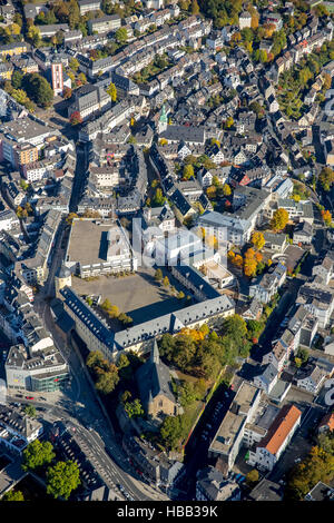 Luftaufnahme, untere Burg, Stadt Siegen, Martini Kirche, evangelische Nikolai Kirche Siegen, Museum für zeitgenössische Kunst e.V., Stockfoto