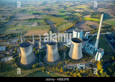 Luftbild, RWE Power AG erneuert Kraftwerk, Kohlekraftwerk, fossile Energie, RWE Innogy, Werne, Ruhrgebiet, Stockfoto