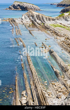 Arnia Strand Küste Landschaft. Stockfoto