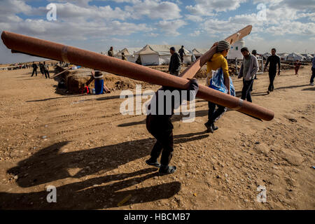 Hasansham, Provinz Ninewa, Irak. 3. Dezember 2016. Neu vertriebenen Bewohner des Flüchtlingslagers in Hasansham. Etwa 11.000 Menschen leben jetzt hier nach seiner Flucht aus schweren Kämpfen im Osten Mosul. © Gabriel Romero/ZUMA Draht/Alamy Live-Nachrichten Stockfoto