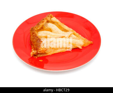 frisch zubereitete Birnen und Blätterteig Kuchen slice Stockfoto