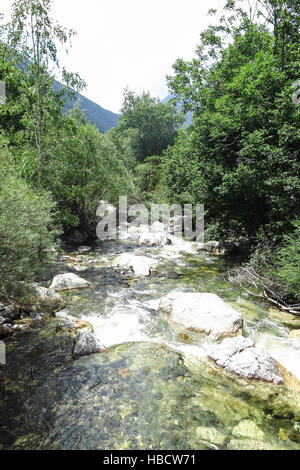 Sant Nicolau Fluss im Aiguestortes Nationalpark in den katalanischen Pyrenäen, Spanien Stockfoto