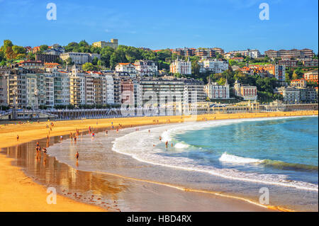 Sandstrand in San Sebastian, Spanien Stockfoto