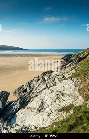 Das preisgekrönte Crantock Beach in Newquay, Cornwall. Stockfoto