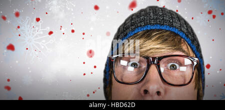 Zusammengesetztes Bild von Close Up der halbe Gesicht von Hipster Mann Stockfoto