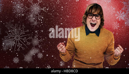 Zusammengesetztes Bild des Porträts von Hipster schreien Stockfoto