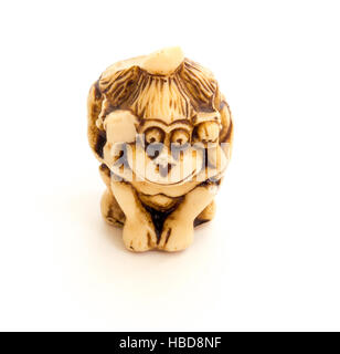 Japanische Netsuke drei weisen Affen, manchmal genannt die drei mystischen Affen sind eine bildhafte Maxime. Stockfoto
