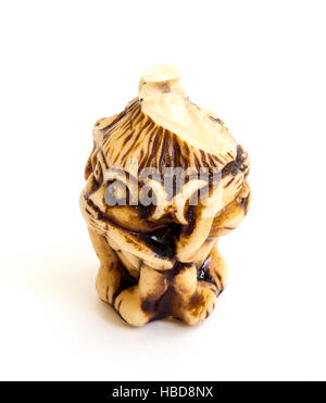 Japanische Netsuke drei weisen Affen, manchmal genannt die drei mystischen Affen sind eine bildhafte Maxime. Stockfoto