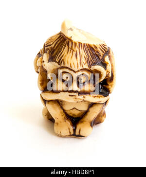 Japanische Netsuke drei weisen Affen, manchmal genannt die drei mystischen Affen sind eine bildhafte Maxime. Stockfoto