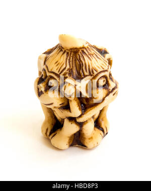 Japanische Netsuke drei weisen Affen, manchmal genannt die drei mystischen Affen sind eine bildhafte Maxime. Stockfoto