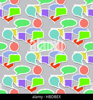 Speech Bubbles Muster. Aufkleber-Hintergrund Stockfoto