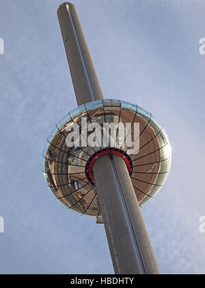 British Airways i360 Skylift, Brighton, eine Aussichtsplattform mit toller Aussicht über die Stadt. Stockfoto