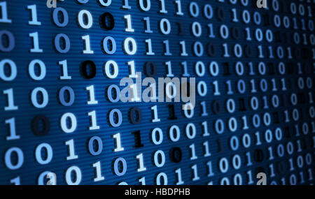 Abstrakt blau Binär-Code Hintergrund. 3D illustration Stockfoto