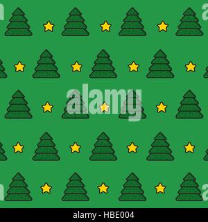 Baum mit Sternen Weihnachten Geschenk Muster. Flaches Design-Vektor-Illustration. Stock Vektor
