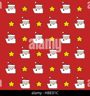 Weihnachtsmann mit Sterne Weihnachten Geschenk Muster. Flaches Design-Vektor-Illustration. Stock Vektor