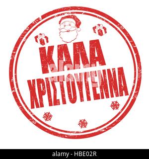 Frohe Weihnachten auf Griechisch (Kala Xristougenna) Grunge Stempel auf weißem Hintergrund, Vektor-illustration Stock Vektor