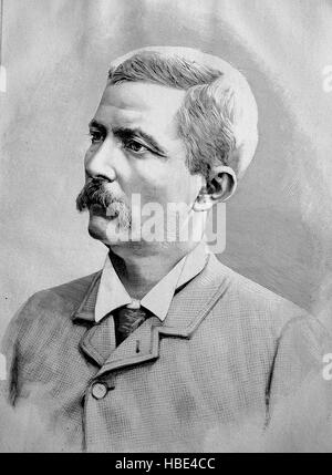 Sir Henry Morton Stanley GCB, John Rowlands, wurde 1841-1904, ein Welsh-US-amerikanischer Journalist und Entdecker, der berühmt für seine Erforschung Zentralafrikas, Illustration, Holzschnitt aus dem Jahr 1880 war Stockfoto