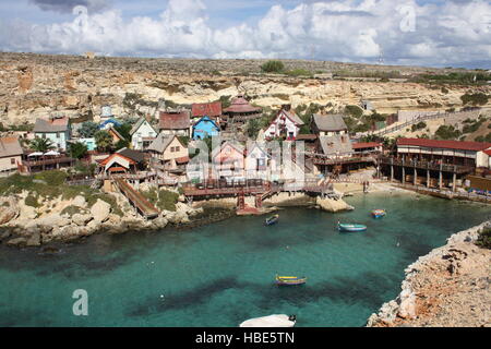 Malta, Popeye Village, Sweethaven Village Stockfoto