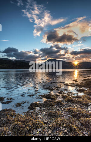 Sonnenuntergang Bild über Loch Leven Glencoe Sommer Stockfoto