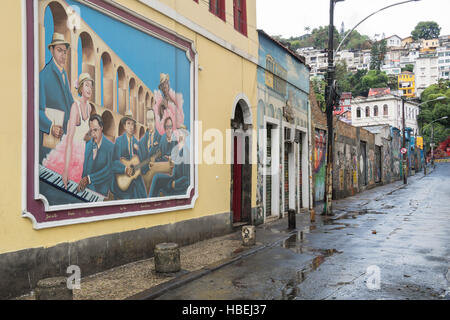 Eine gemalte Wandbild an der Wand des Restaurante Ernesto im Stadtteil Lapa, Rio De Janeiro, Brasilien. Stockfoto