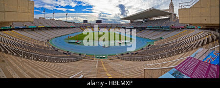 Panoramablick über Olympiastadion in Barcelona Spanien, Schauplatz der Olympischen Spiele 1992, 25. November 2016, Barcelona Spanien Stockfoto