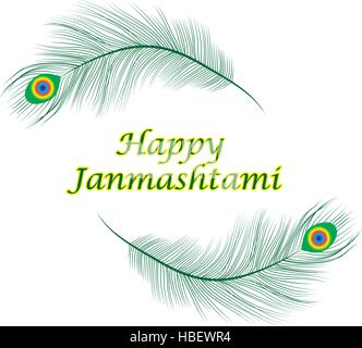 Happy Janmashtami, indische Mariä Geburt Krishnas. Grußkarte Janmashtami. Einladung Janmashtami. Vektor-Illustration. Stock Vektor