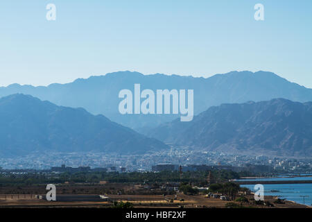 Blick auf Meer Hafen von Aqaba. Im Roten Meer. Stockfoto