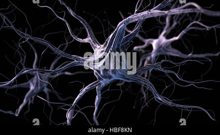 Realistische Gehirnneuronen. 3D Illustration. Stockfoto