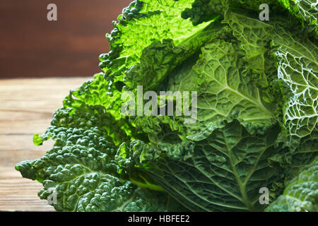 Savoy Cabbage Supernahrung hautnah Stockfoto